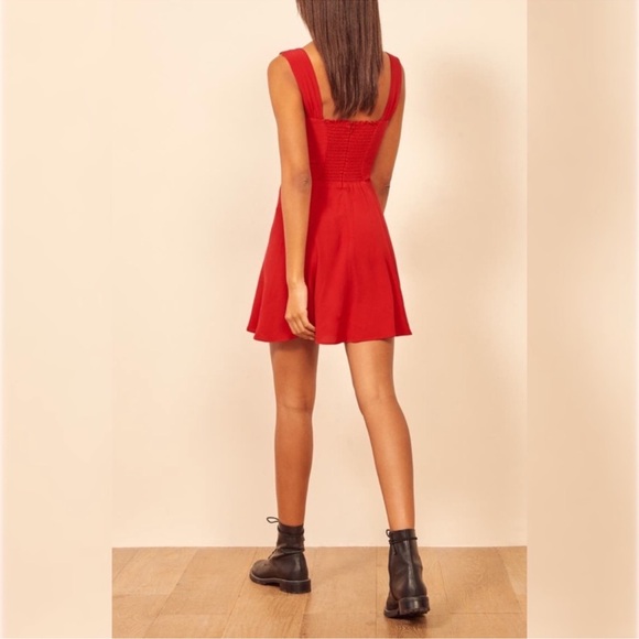 Reformation Holden Mini Dress Cherry Red NWT Size 12 - Picture 6 of 10